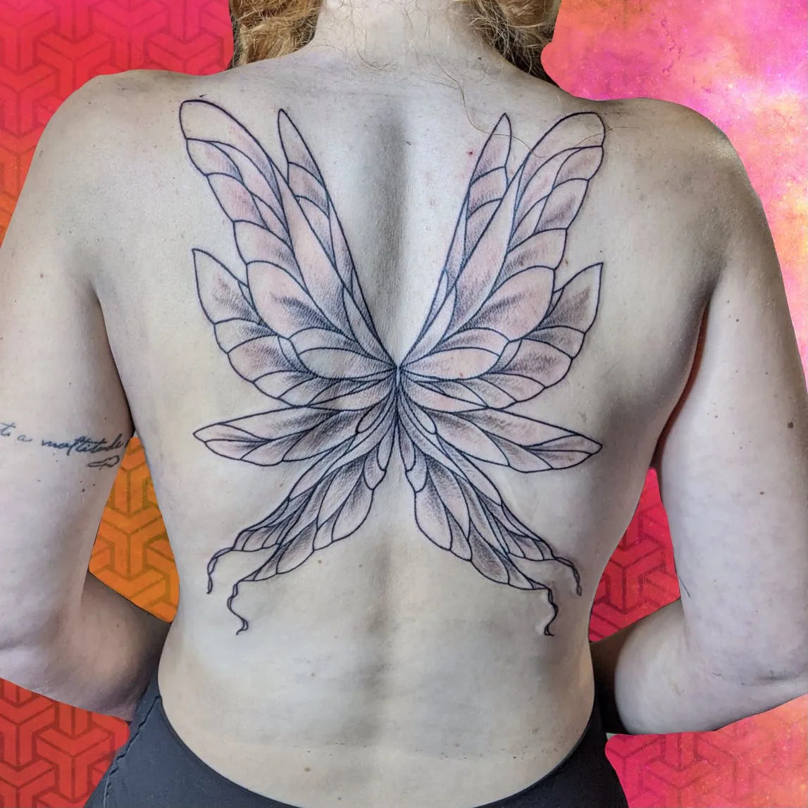 Fairy wings back tattoo raleigh