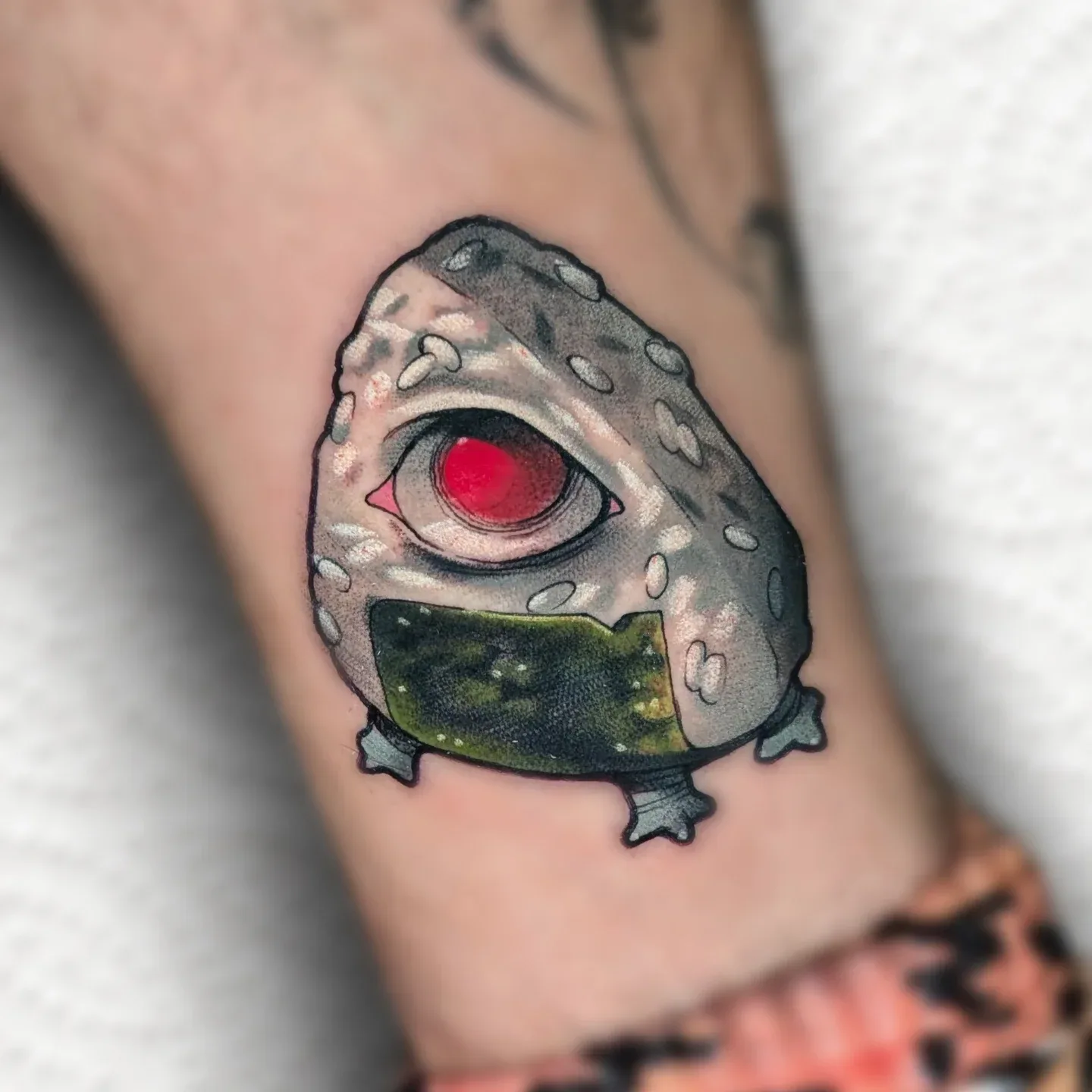 Color onigiri rice ball monster arm tattoo raleigh