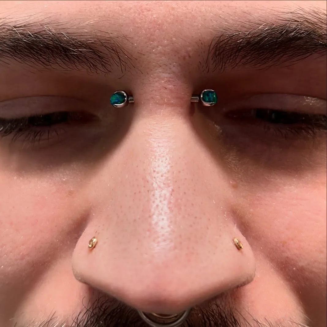 Bridge and nostril piercings opal jewelry raleigh