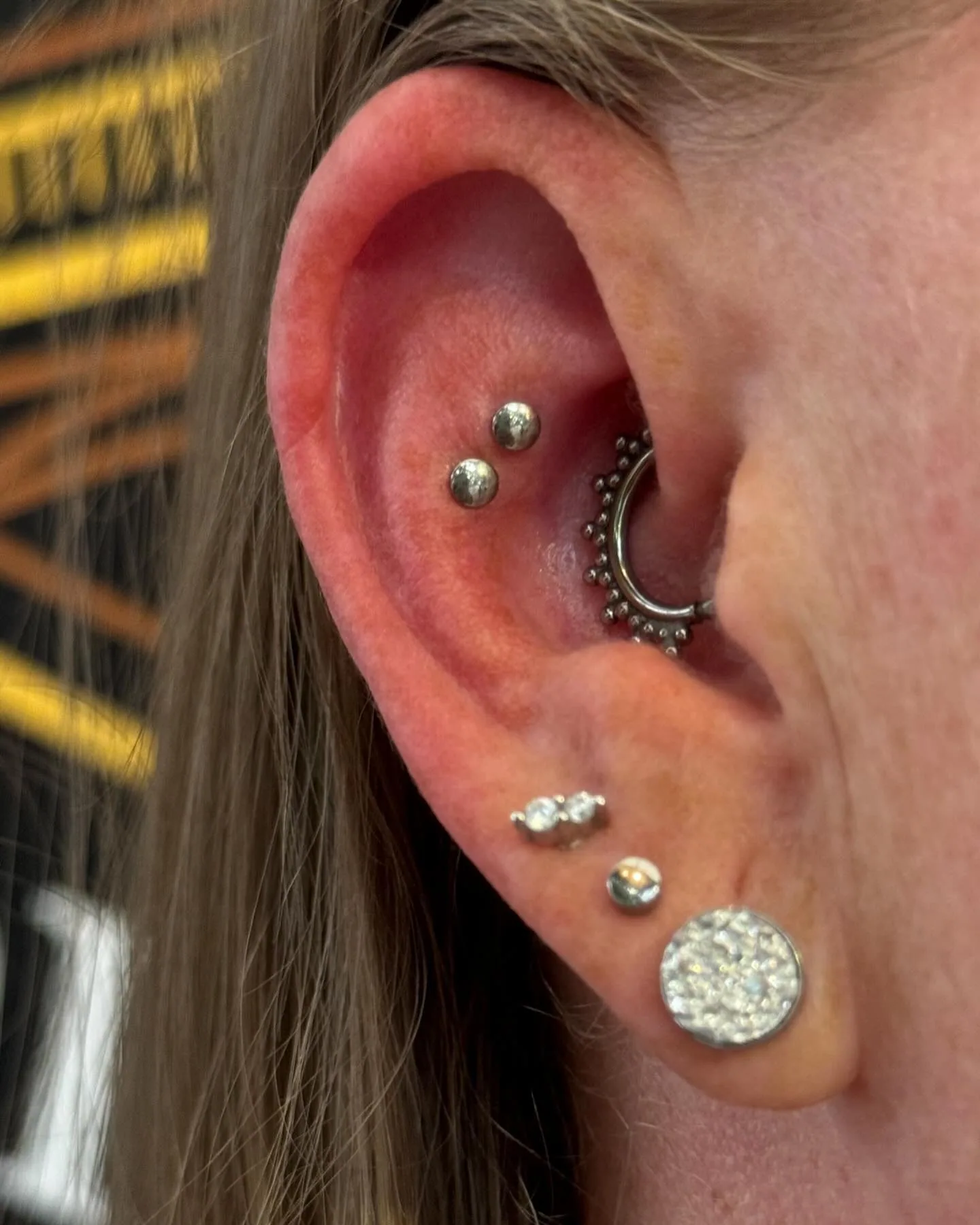 Close up ear piercings raleigh
