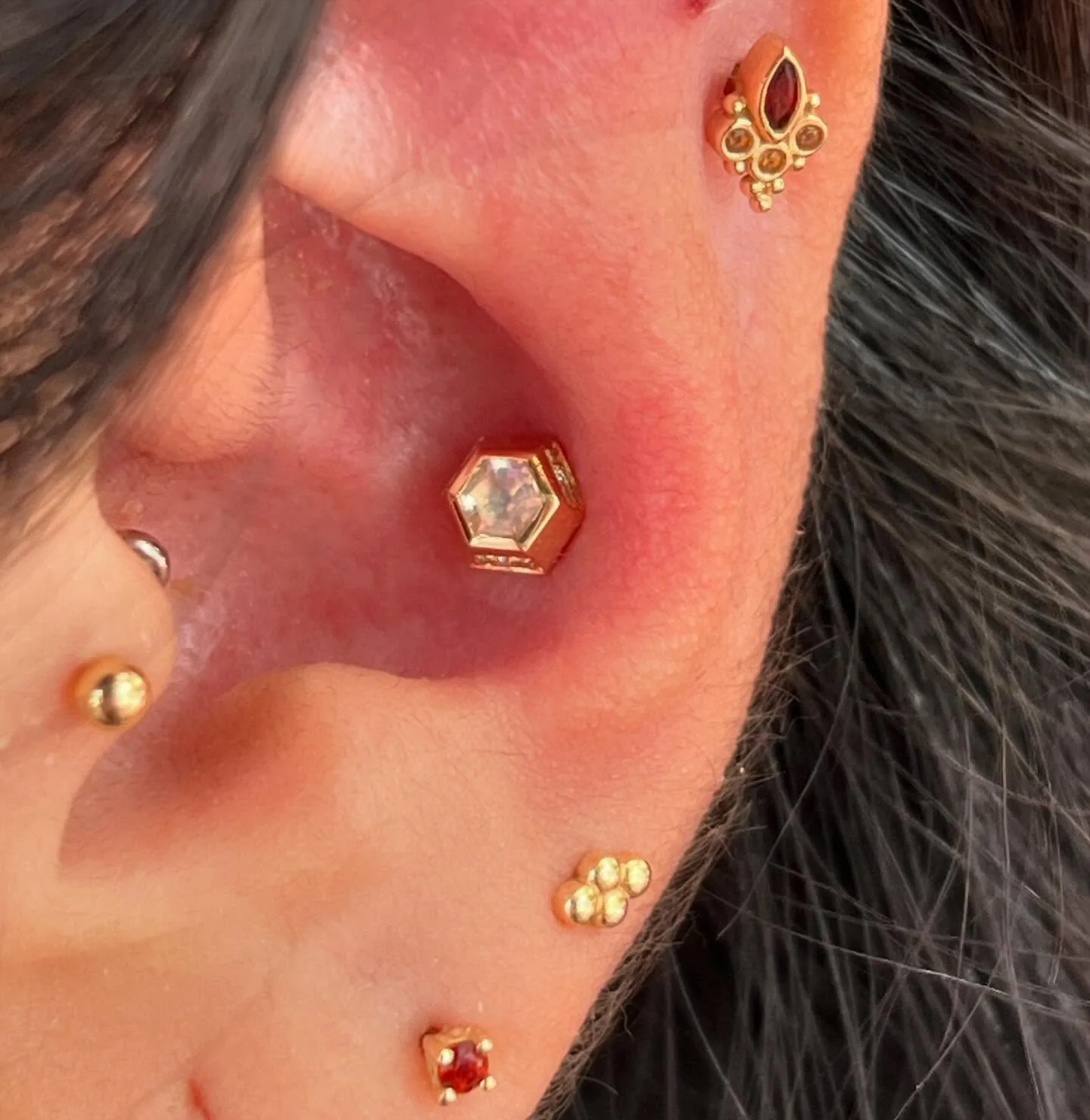 Hexagon conch jewelry multiple ear piercings raleigh