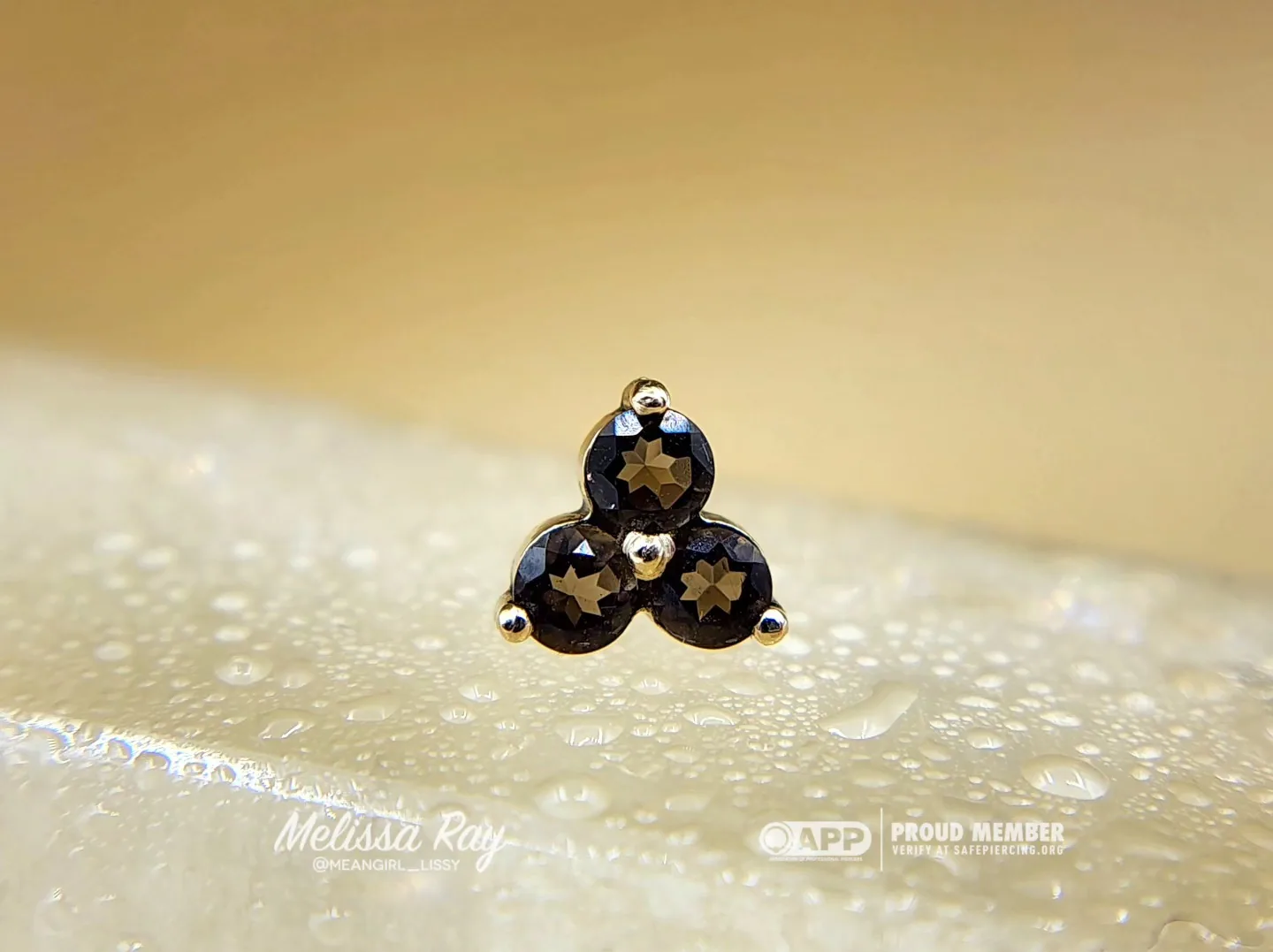 Black gem trinity cluster piercing jewelry raleigh