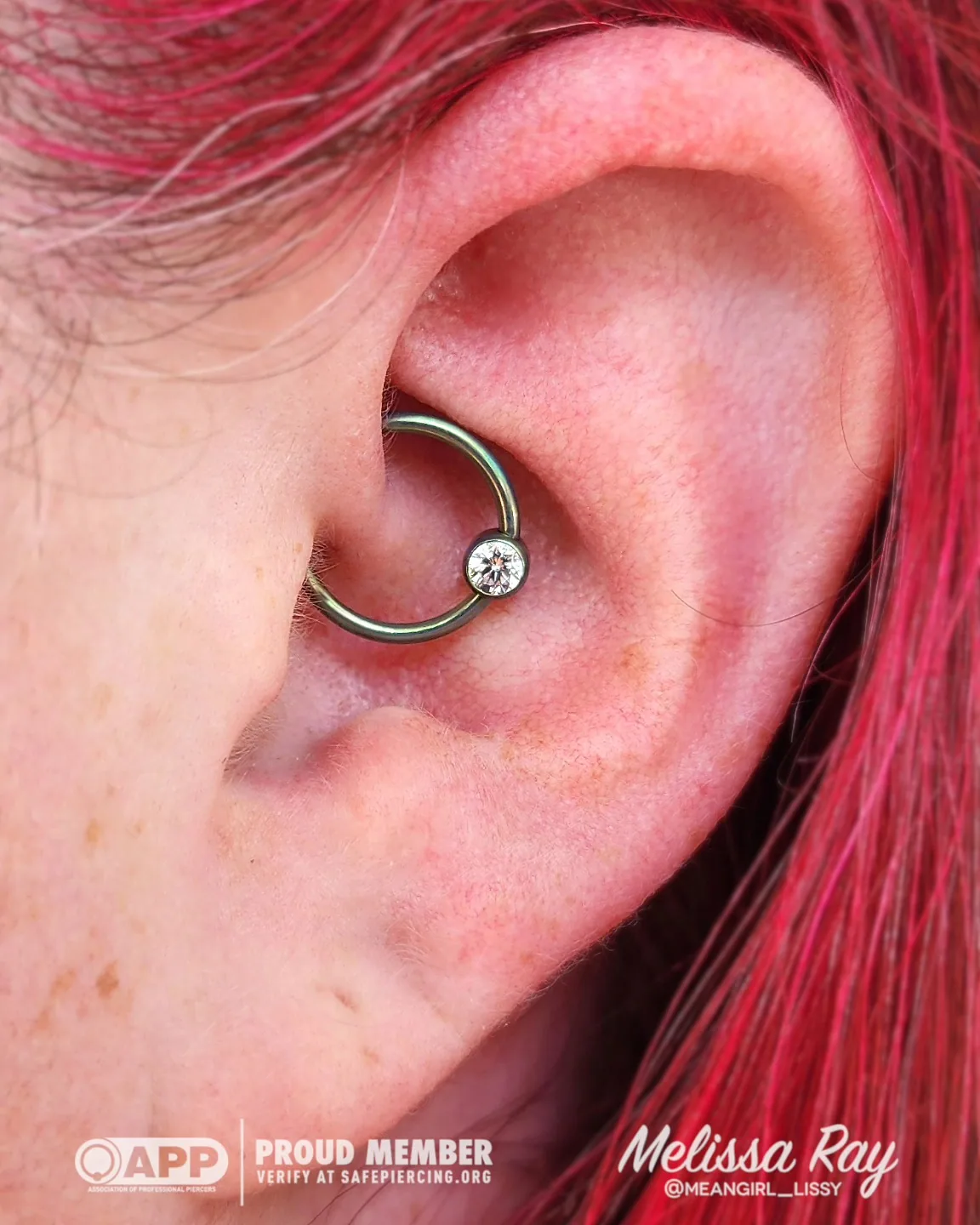 Captive bead daith piercing raleigh