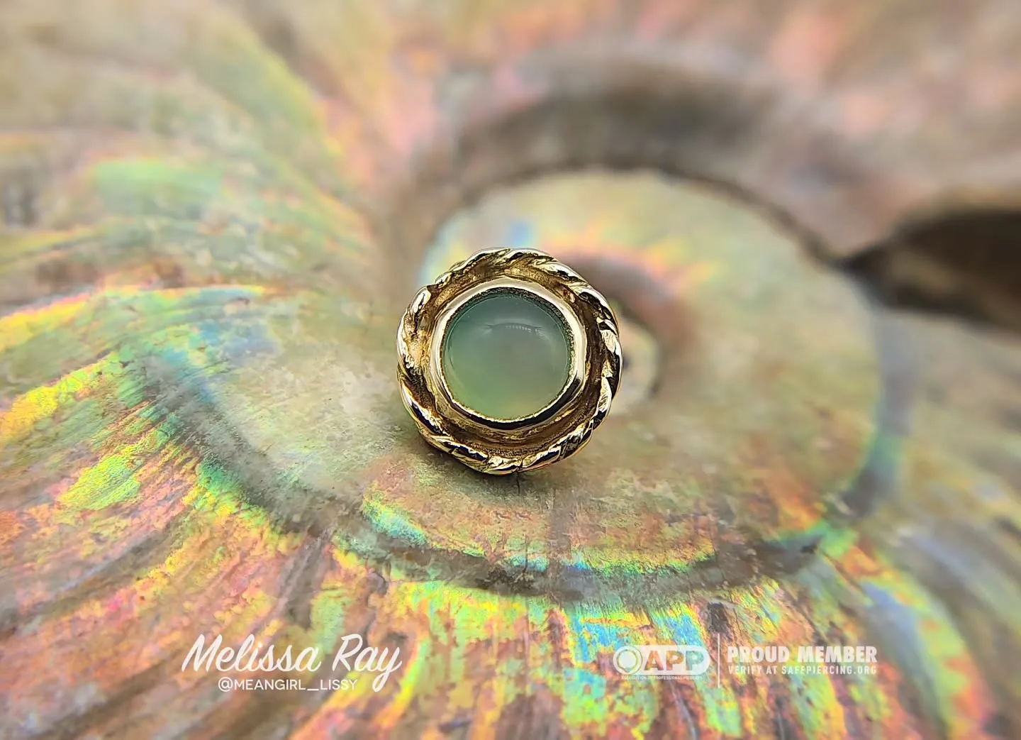 Gold piercing jewelry chalcedony stone raleigh