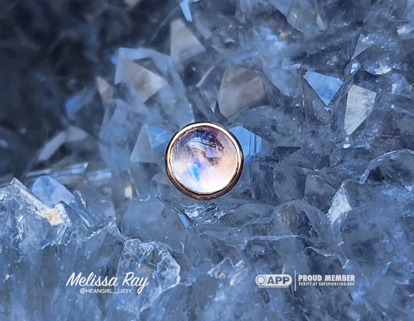 Moonstone piercing jewelry closeup raleigh