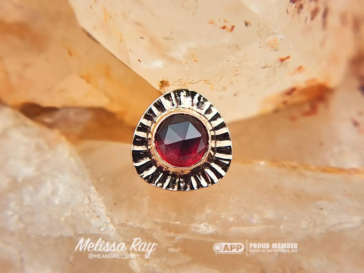 Red garnet flat back piercing jewelry raleigh
